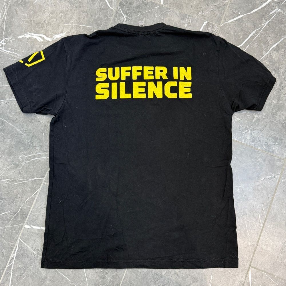 Atomic Athlete Black Yellow Graphic TShirt Suffer in Silence Unisex Size M - Picture 2 of 4